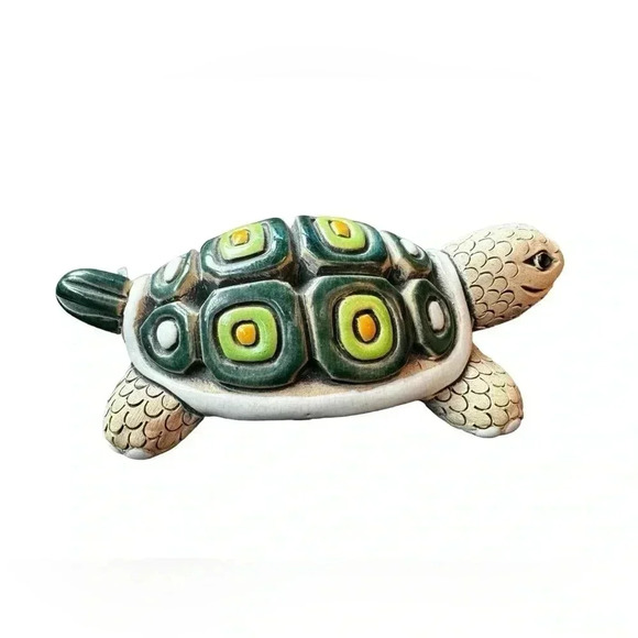 Vintage Artesania Rinconada Uruguay Green Turtle Art Pottery Figurine Signed - Picture 2 of 11